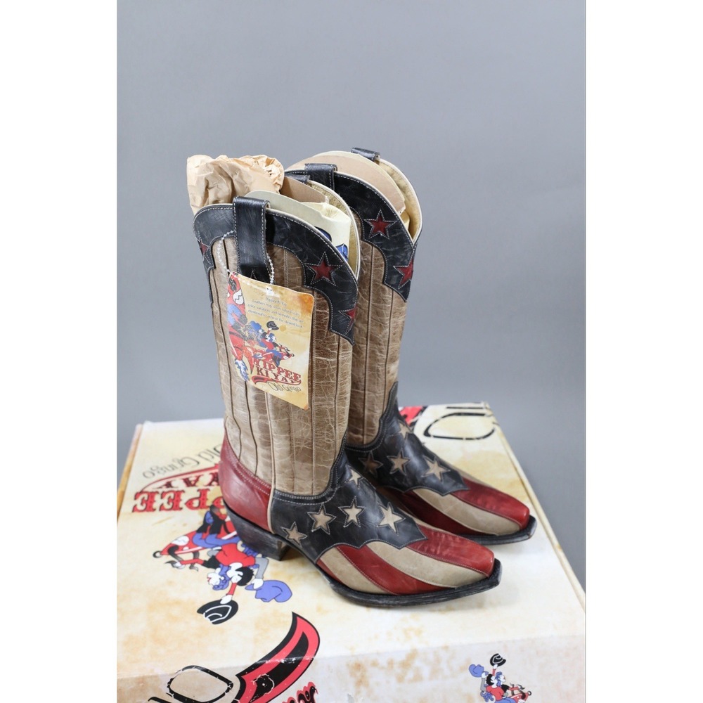 NWT Old Gringo Yippee Ki Yay 13" Boots 7.5B Leather Stars Stripes US Flag Read - Picture 3 of 16